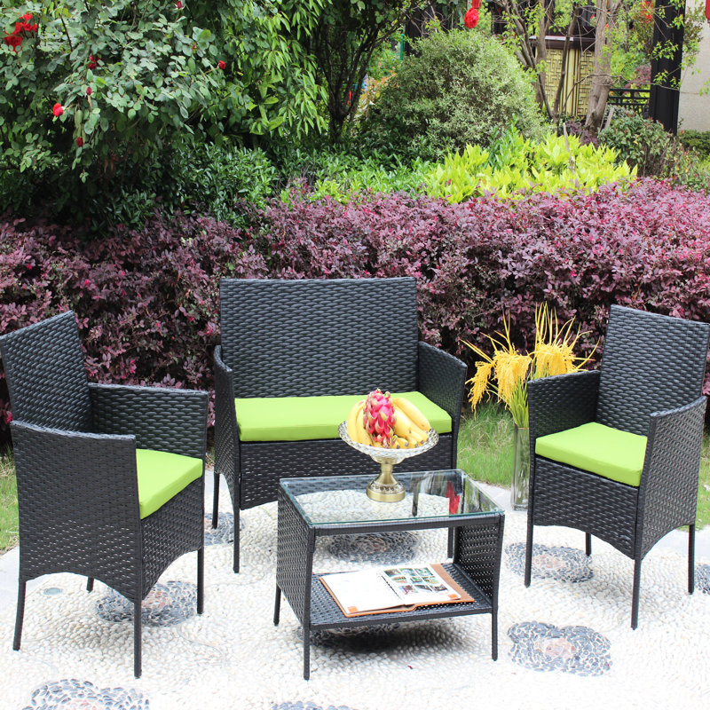 Ensemble de meubles de patio en rotin pour 4 pièces