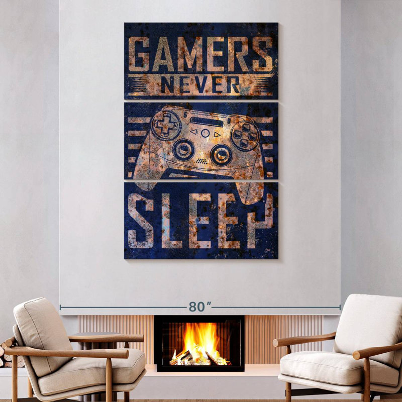 Senne Gamers Never Sleep Typography, 74" H x 48" W