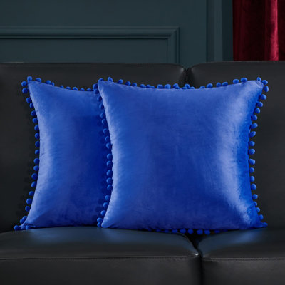 Pom-poms Velvet Reversible Pillow Cover (Set of 4)