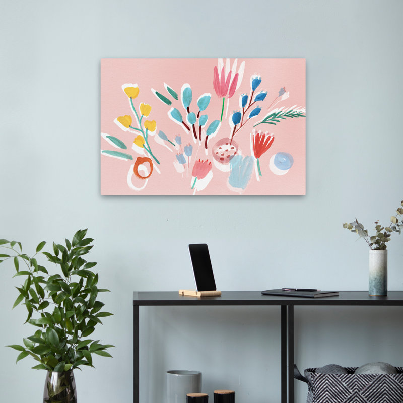 Plantes, fleurs, fleurs fluides, art mural, H 16 po x l 24 po