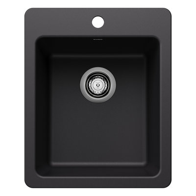  Liven SILGRANIT 17" L x 20.5 W" Drop-In/Undermount Bar & Prep Sink, Coal Black