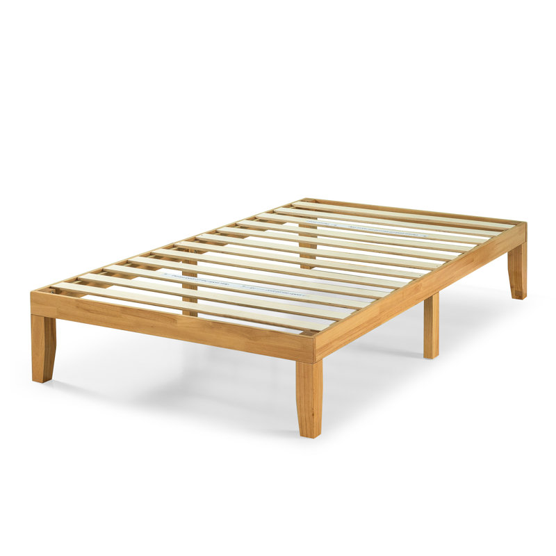 Base de lit plateforme en bois Jowita, Simple, Brun naturel