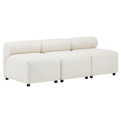 3 Seater Modular Sectional With Armless Design, 78 In Depth, Beige Fabric, Solid Wood Frame For Long Life, Oversized Sinuous Springs, High Density Foam, Wide And Deep Seat, Flexible Combination