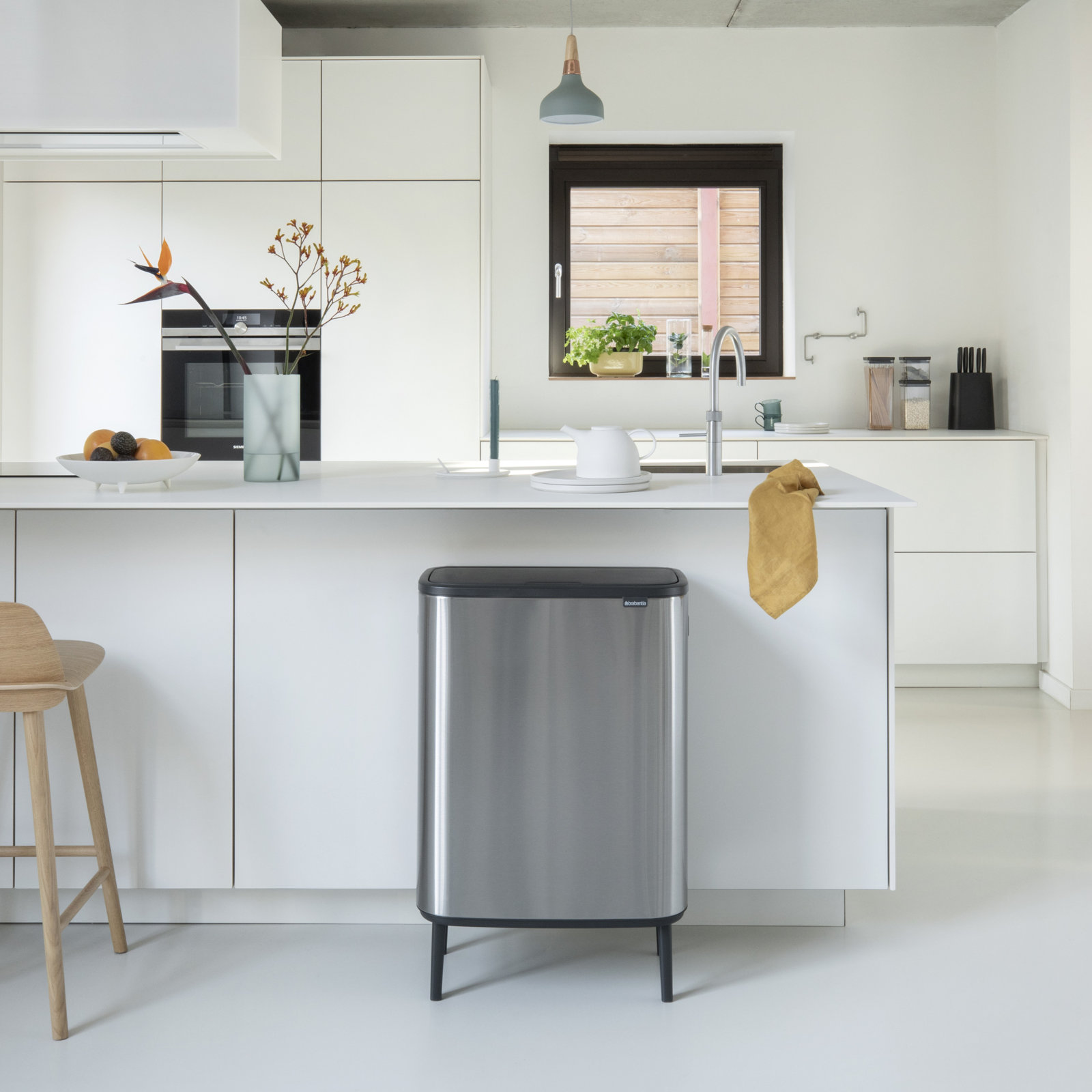 Brabantia Bo Hi Touch Dual Recycling Can, Matte Steel Fingerprint Proof