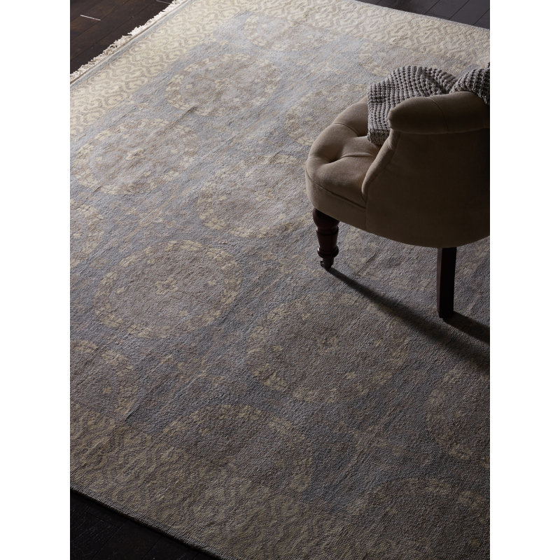 Hand-Knotted Blue Wool Oushak 6' x 9' Rug