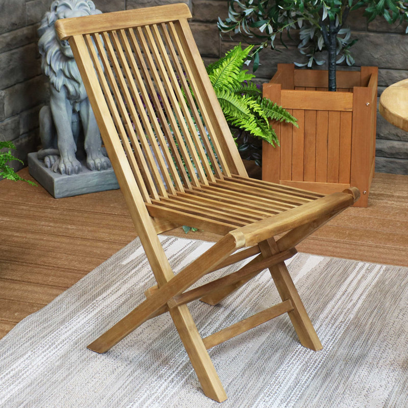 Chaise d'appoint de salle à manger pliante en bois de teck Heitman