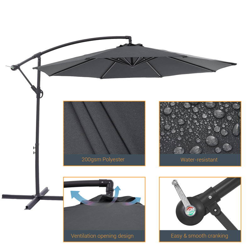Parasol en porte-à-faux rond 120 "Atanase, Gris foncé