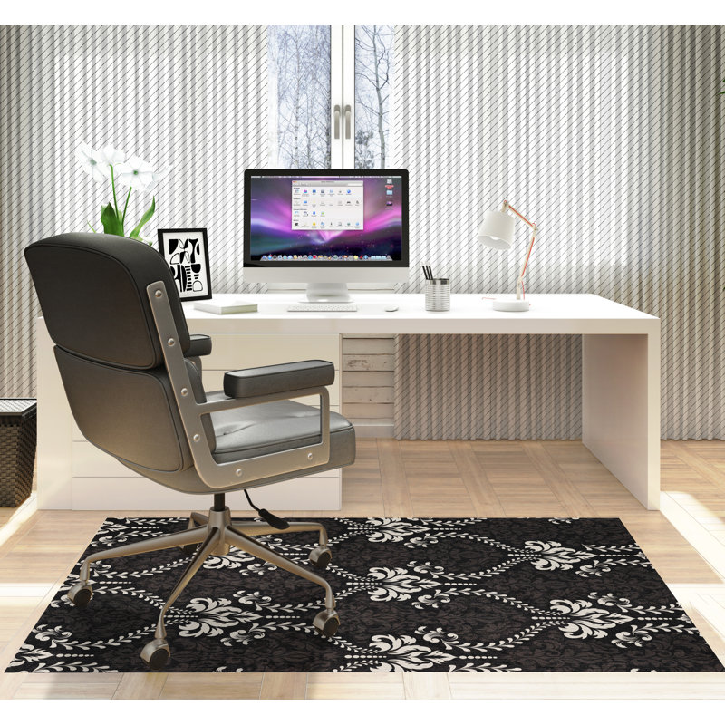 Tapis de chaise rectangulaire Novelle, L 48 po x L 72 po, Gris anthracite