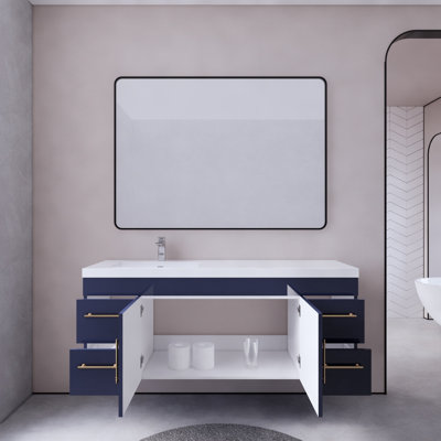 Ensemble de meuble-lavabo mural simple 59 po Bastri