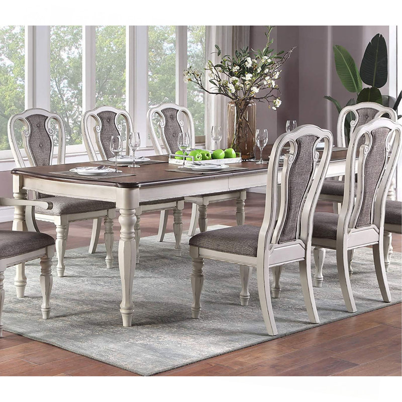 Table de salle à manger de style transitionnel 1Pc avec 2 feuilles en chêne blanc, H 30 po x L 72 po x l 42 po