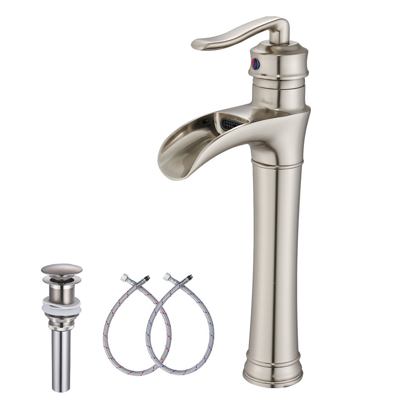 Vessel Sink Faucet Single-handle Bathroom Faucet with Drain Assembly, Brushed Nickel