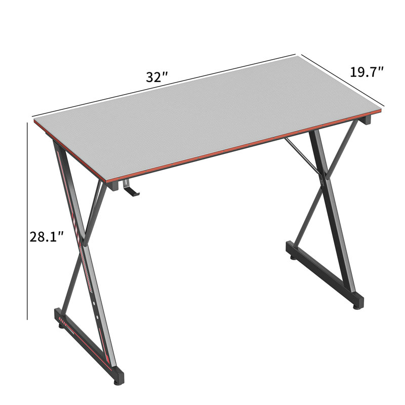 Levelle L-Shaped Metal Base Computer Desk, Gray