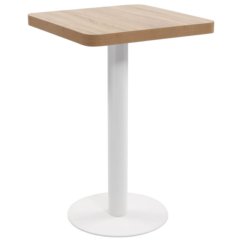Table bistro Bistro, Brun clair, H 29,5 po x L 19,7 po x l 19,7 po, Blanc