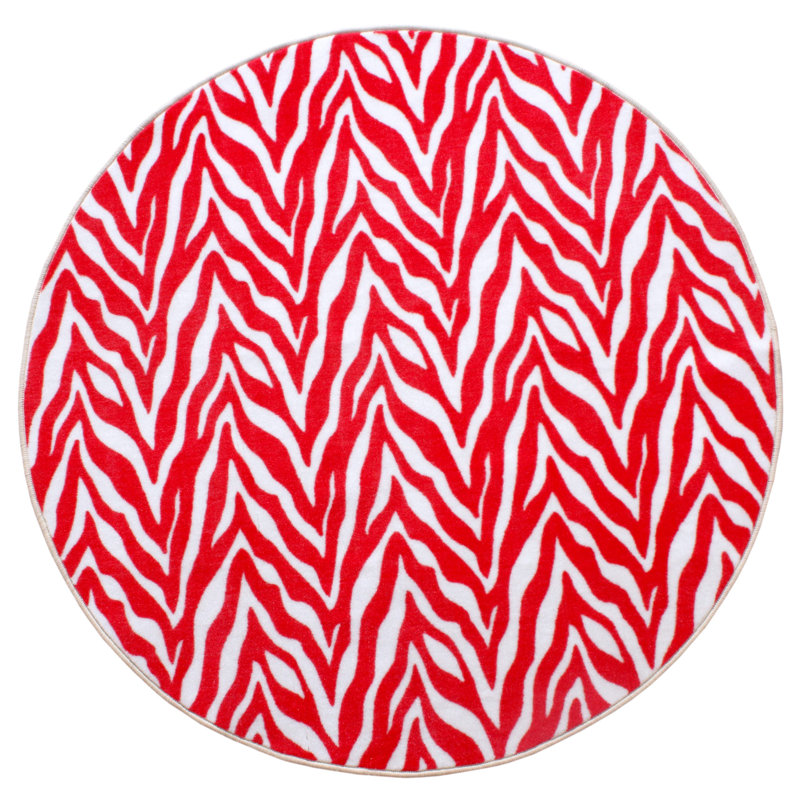 Animal Print Red Indoor / Outdoor Area Rug, Round 11'