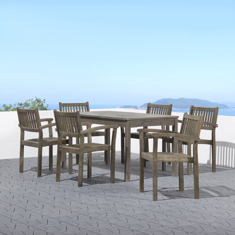 Caladesi Patio Solid Wood 6-Person Dining Table, Gray