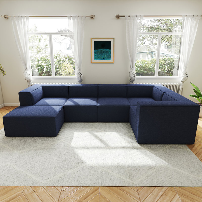 Canapé modulaire 6 pièces Compression Comfy Cloud 135 po - Canapé rembourré en L avec coussins moelleux, idéal pour les grands salons