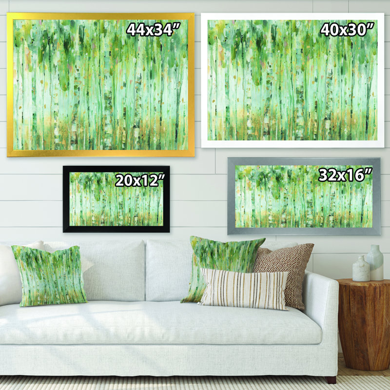 Cadre photo « the bouleau forest ii », reproduction sur toile, Cadre argenté, H 36 po x l 46 po x P 1,5 po