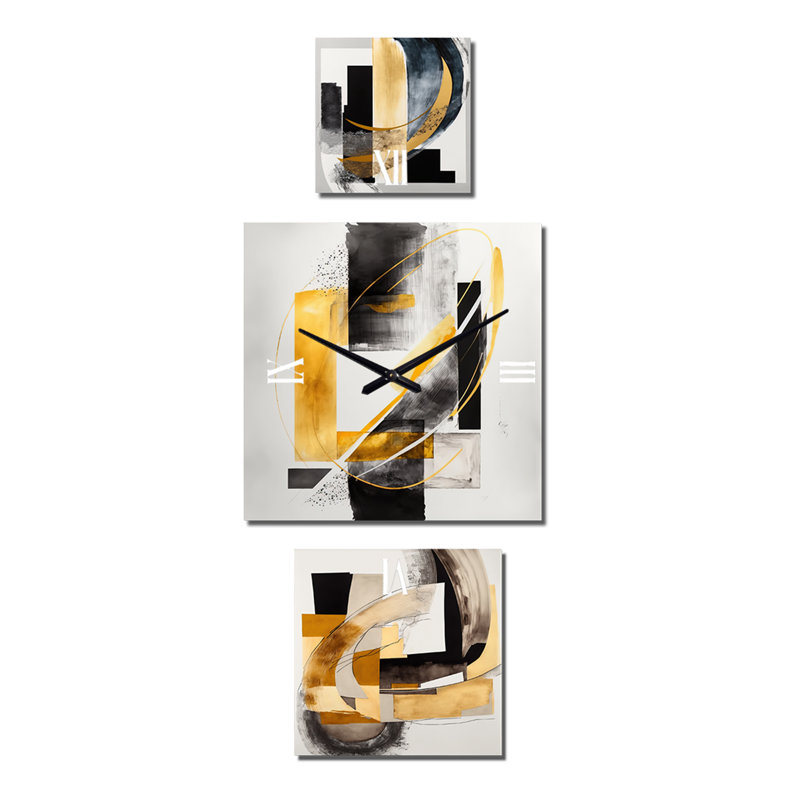 Hardeose - Horloge moderne à plusieurs panneaux abstraite pour décoration de salon