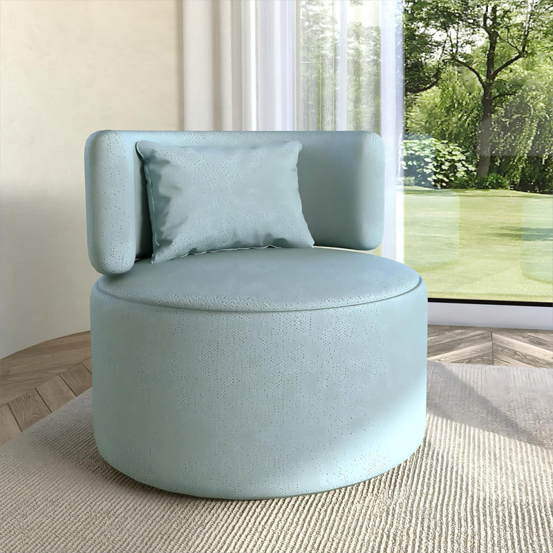 Swivel Accent Chair with Throw Pillow, Sage Chenille
