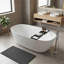 Baignoire 67 po à surface solide matte, baignoire à tremper à surface solide, baignoire autoportante en résine de pierre, baignoires autoportantes à rebord épais avec trop-plein, bonde escamotable, blanc mat (ovale)