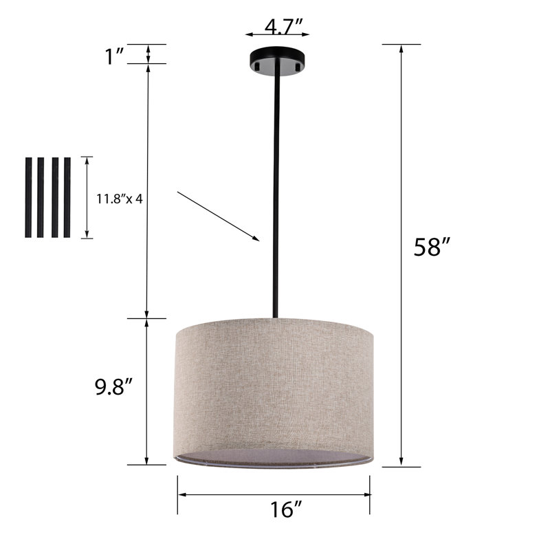 Luminaire suspendu tambour 1 lumière Elyshia