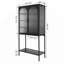 Elegant Floor Cabinet With 2 Glass Arched Doors Living Room Display Cabinet With Adjustable Shelves-1557601185