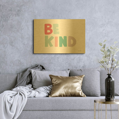 «Be Kind» par Ann Kelle, art mural en métal doré, 36 po x 24 po