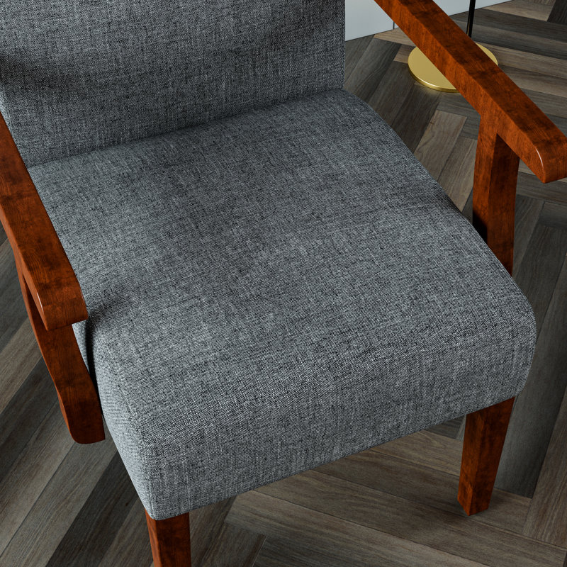 De 2 chaises en tissu gris avec structure en bois franc et fauteuil d'appoint de table - Style