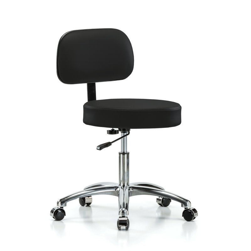 Tabouret réglable en hauteur avec dossier PERCH Chrome Walter | Hauteur du bureau: 18,5 à 24 po, Tissu noir