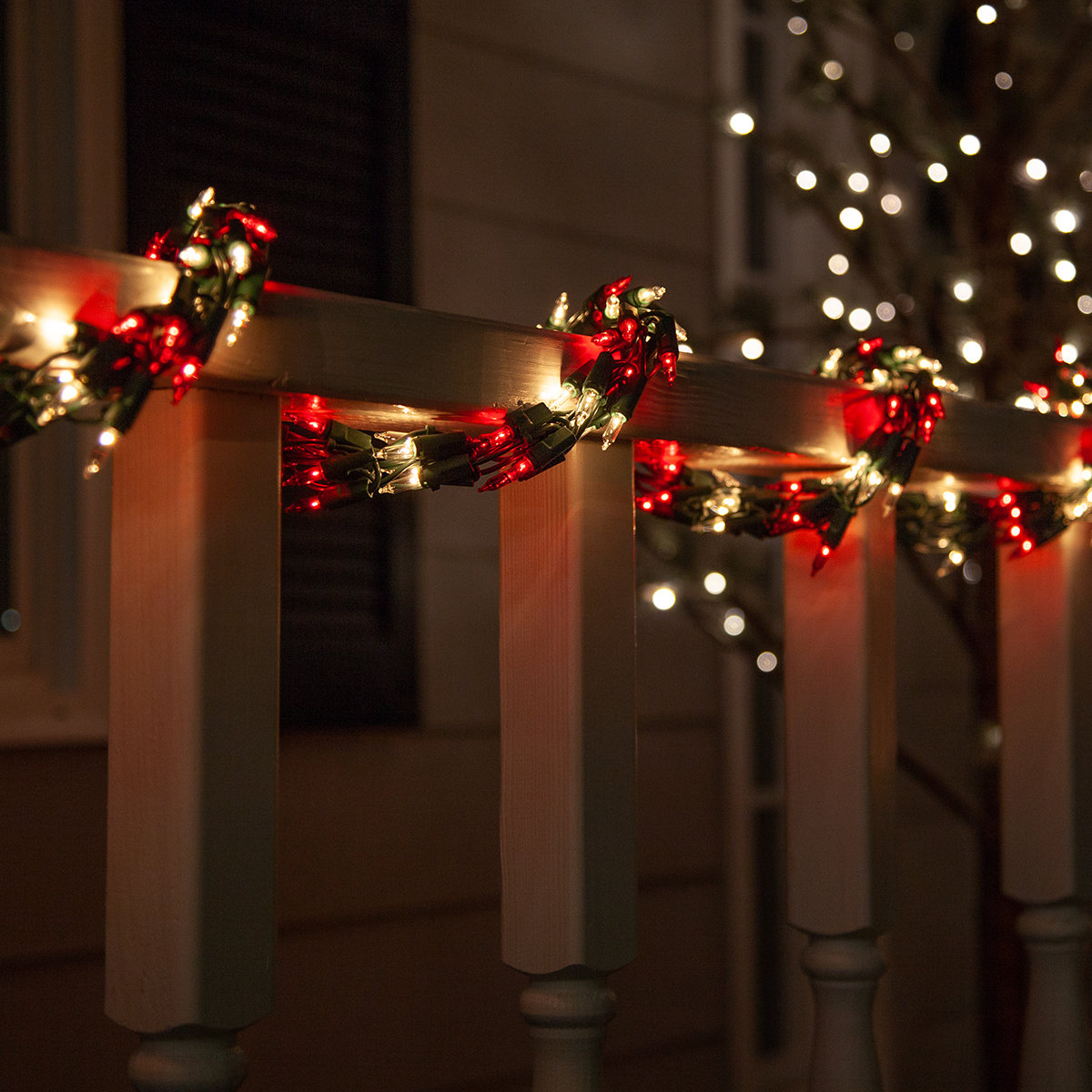 300-Light Garland Glass String Lights, Red and Clear