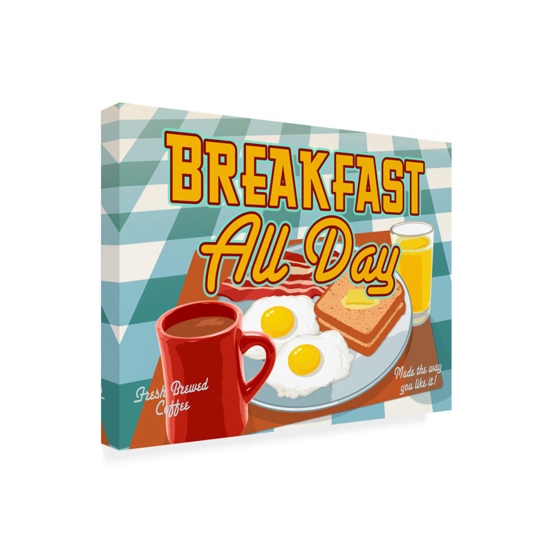 Art rétro sur toile «Breakfast All Day» par ALI63331, H 18 po x l 24 po x P 2 po