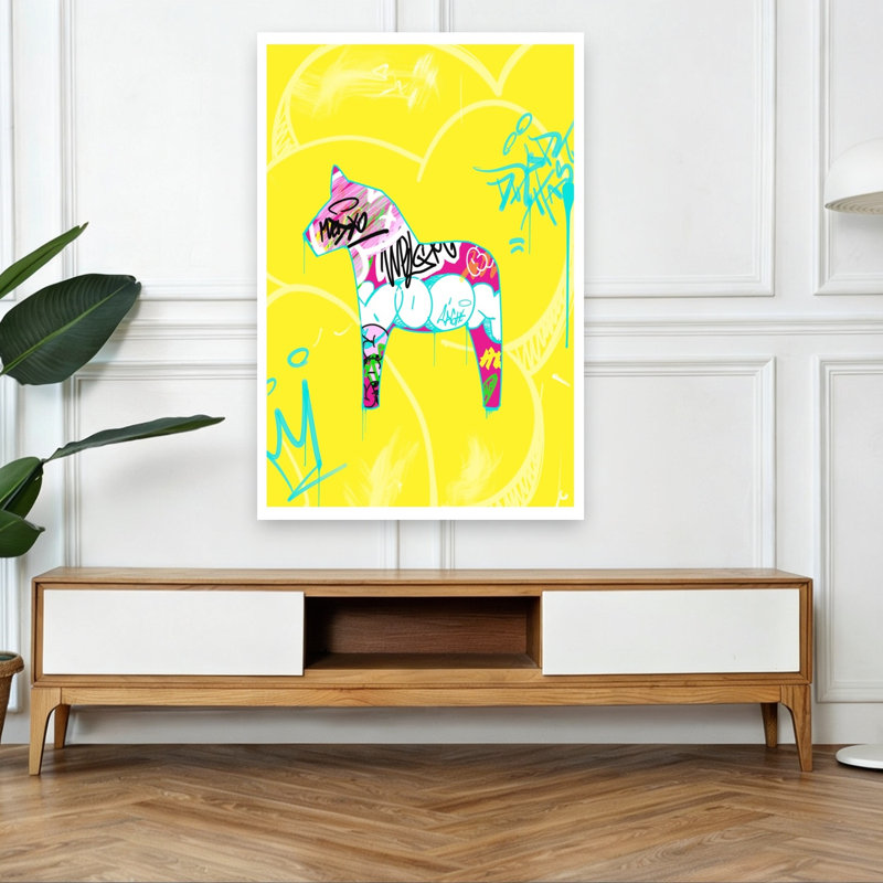 Graffiti Dala cheval abstrait coloré, art urbain moderne