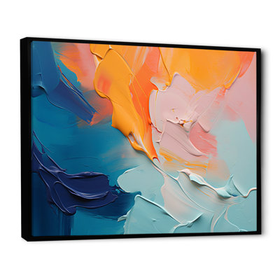 «Blue and Orange Paint Abstract Expression 2», art mural abstrait