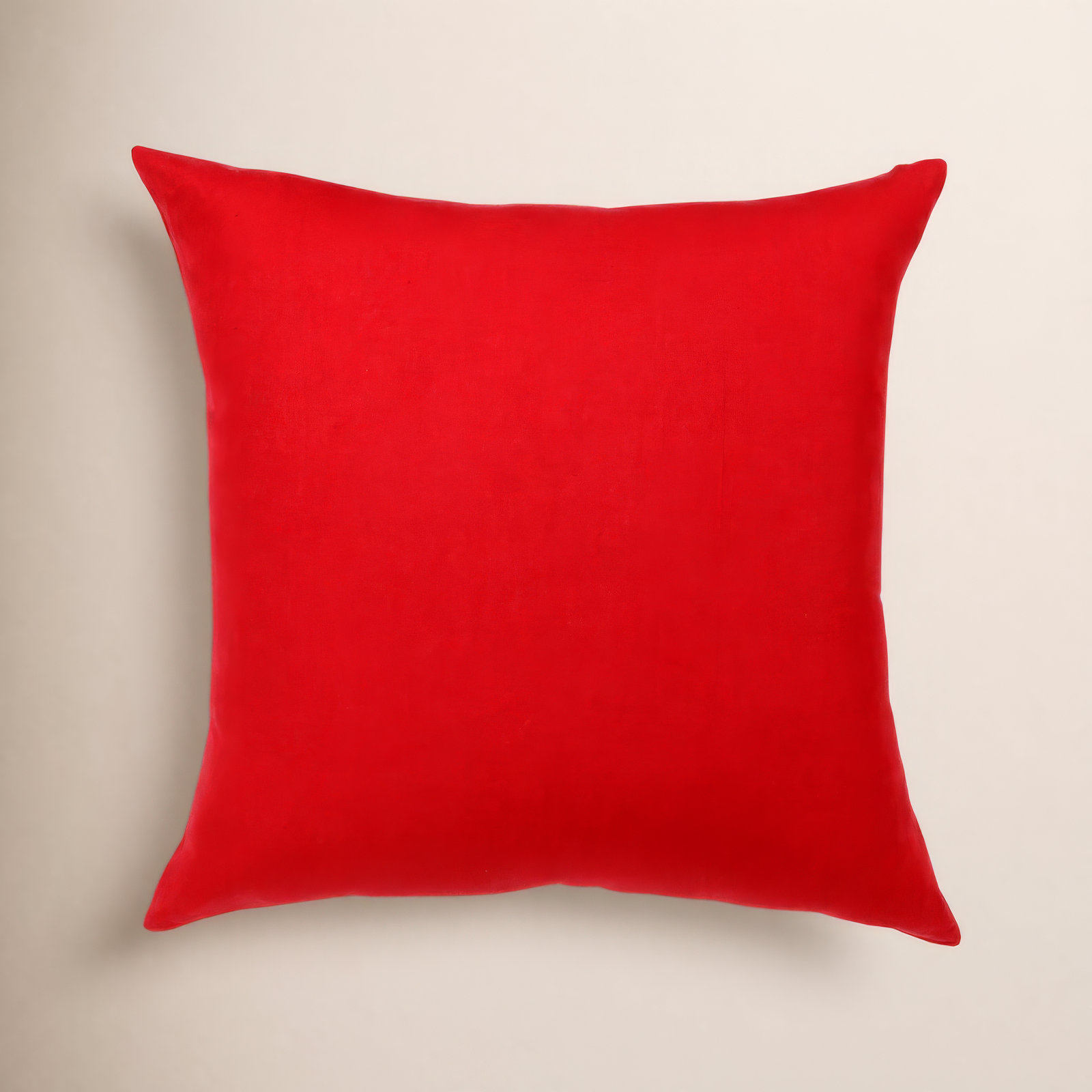 Linen Throw Square Pillow, Red, Polyester