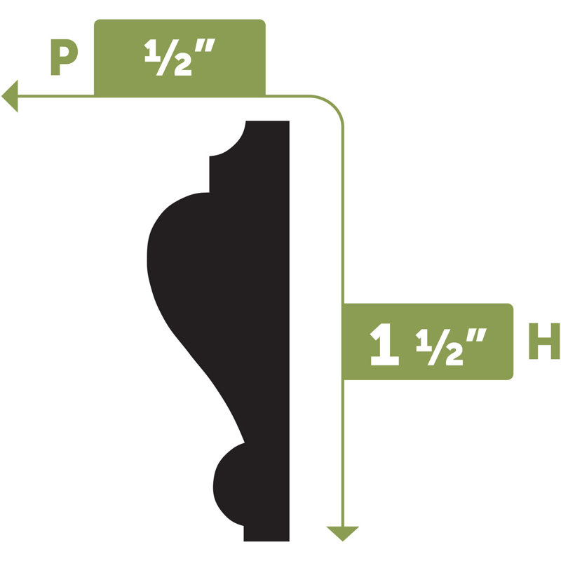 Wm184 - Moulure flexible à panneau 1 1/2 po H x P 1/2 po x L 144 po