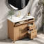 Meuble-lavabo moderne en bois naturel avec lavabo en céramique, rangement spacieux
