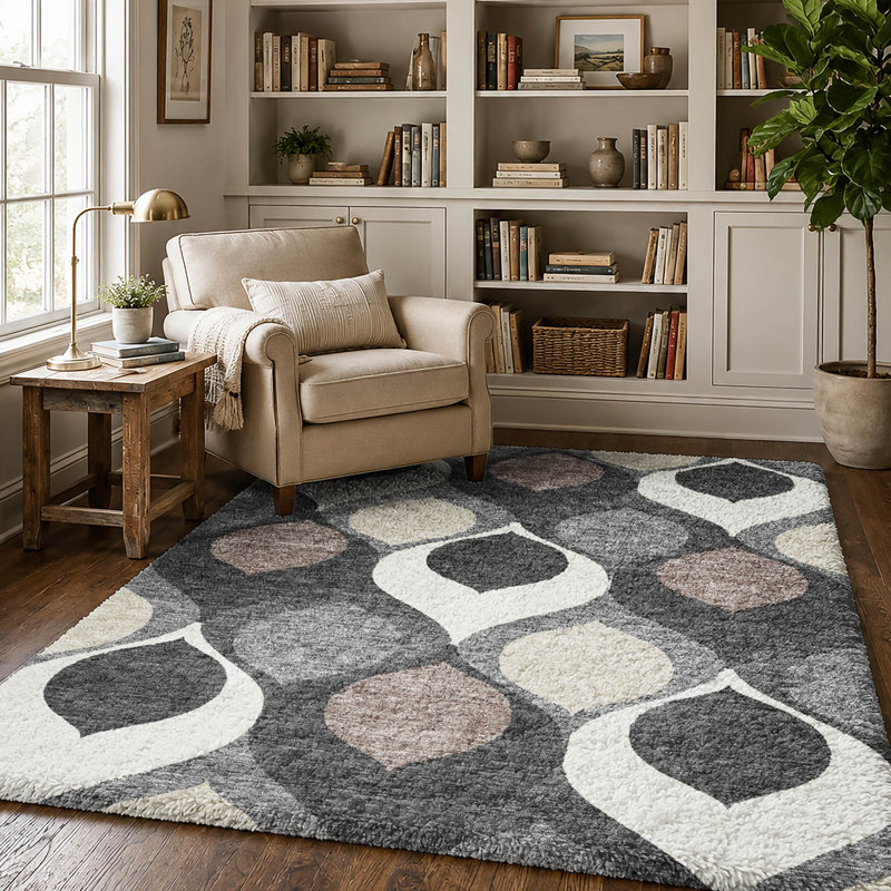 Shag Washable Oriental Indoor Rug, Grey, 5' x 7'6"
