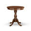 Ensemble de table de salle à manger 3 pièces comprenant une table ronde avec piédestal et 2 chaises en similicuir, acajou-113012357-113012353-113012354