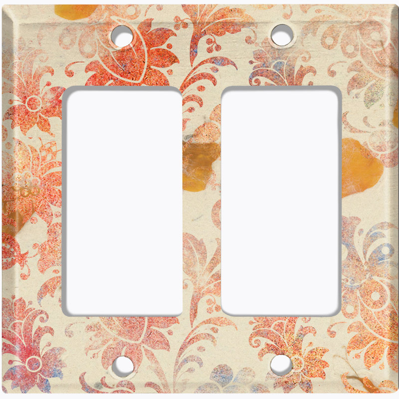 Plaque murale berçante à motif de fleurs orange et damas brun clair, Brun clair