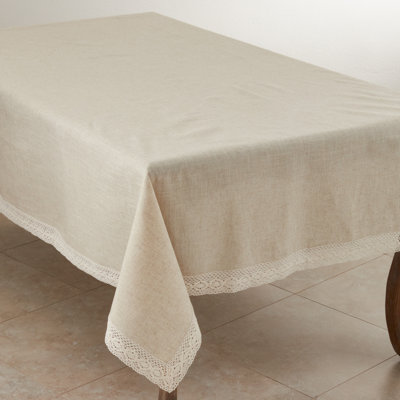Polyester and Linen Lace Border Tablecloth