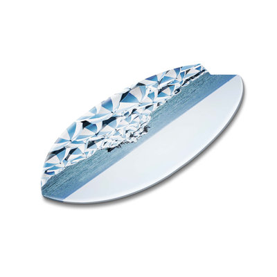 Blue Umbrella Beach Decorative Acrylic Skimboard by Oliver Gal