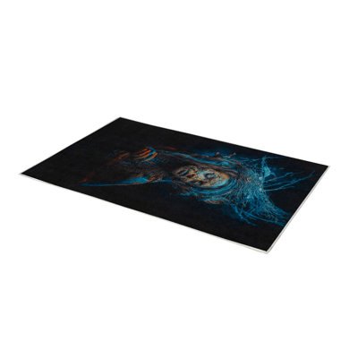 Tapis tissé de qualité supérieure, 2,6 x 4,0 pieds | 100% polyester, antibactérien, antidérapant | Impression numérique 3D, lavable à la machine, hauteur des poils: 0,04 po | Idéal pour le salon, la chambre à coucher et la décoration intérieure