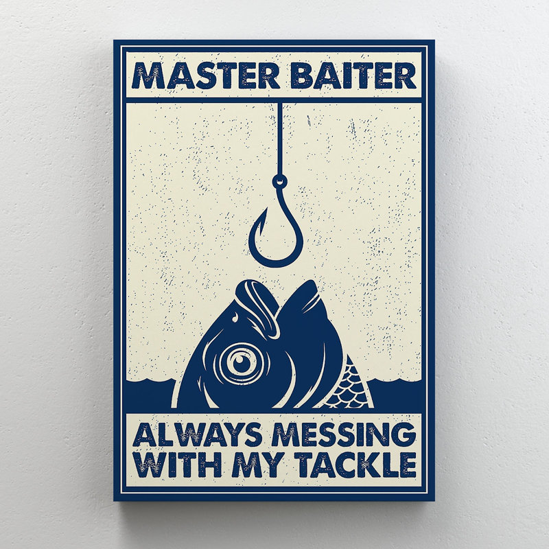 «Fish And Fish Hook - Always Messing With My Tackle», reproduction d'art graphique sur toile tendue