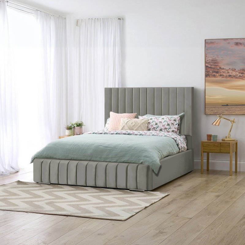 Akarsh Upholstered Bed, Grey, Double (4'6)