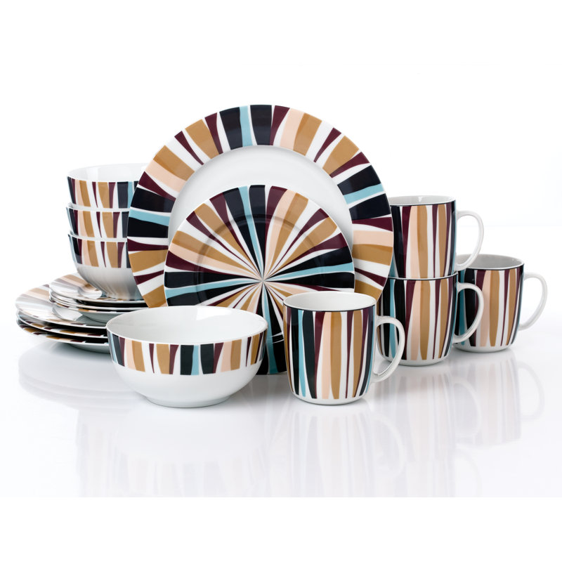 Waterside 16pc Modern Animal Print Porcelain Dinner Set