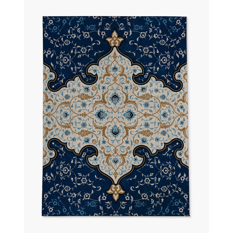 Tapis pour chaise rectangulaire à poils courts Belle, L 48 po x L 72 po, Bleu marine