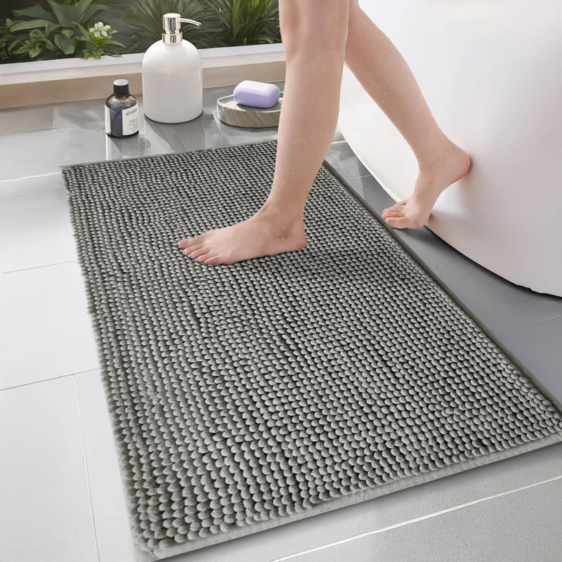 CHENILLE DOOR MAT (NON-SLIP), 50cm W x 80cm L, Grey