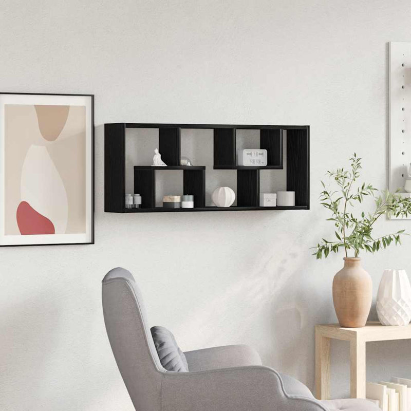 Wall Shelf 36X16x90 Cm Engineered Wood, Black Oak