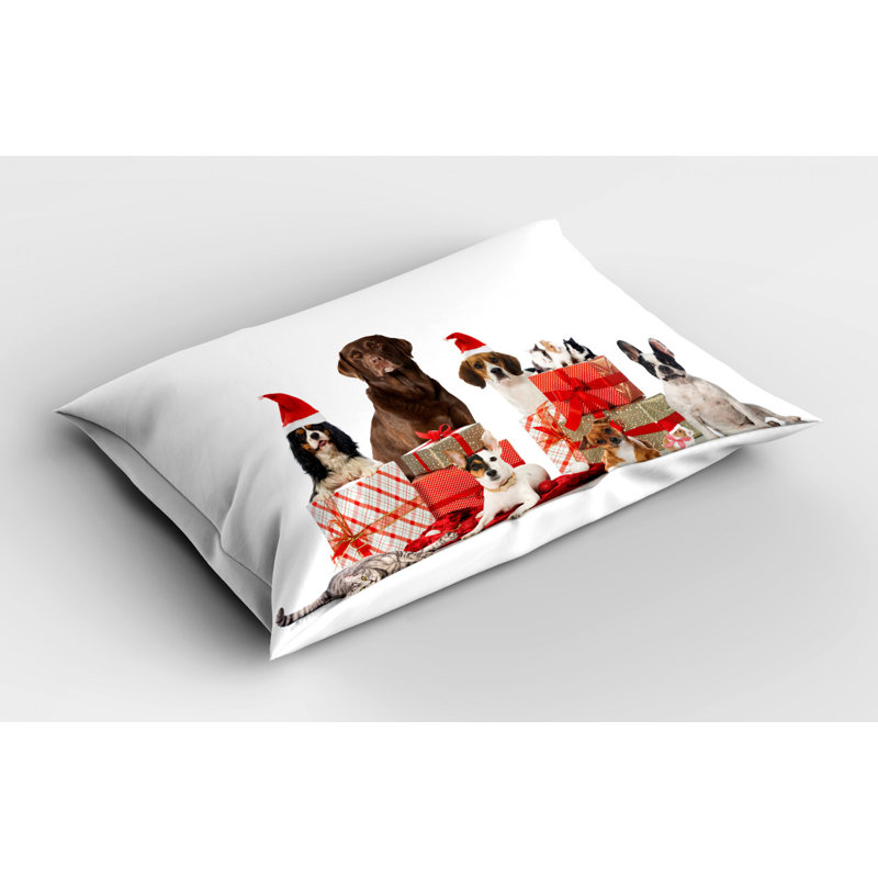 Festive Pets Christmas Standard Queen Polyester Pillow Sham