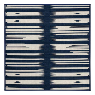 Washable Navy White Striped Area Rug